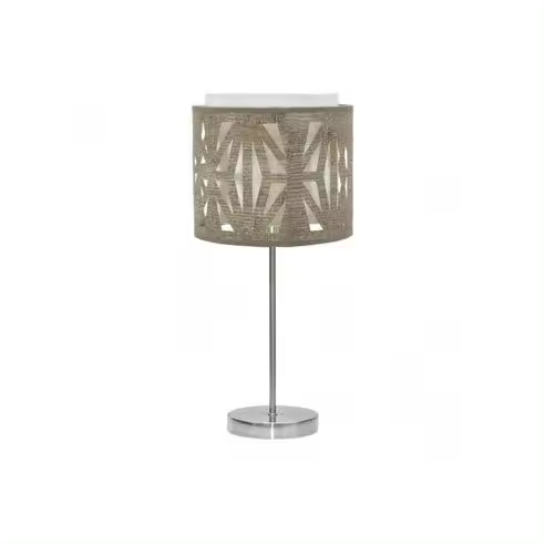 FABRILAMP Lámpara de Mesa Sobremesa Katerina 1xe14 Niquel/madera Gris 42x17x17 Cm - Elegante Diseño - 1