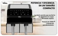 LA MOUSTACHE Freidora de Aire Caliente 8L Sin Aceite | Potencia 1700W | 2 Cestillos Independientes - details 5