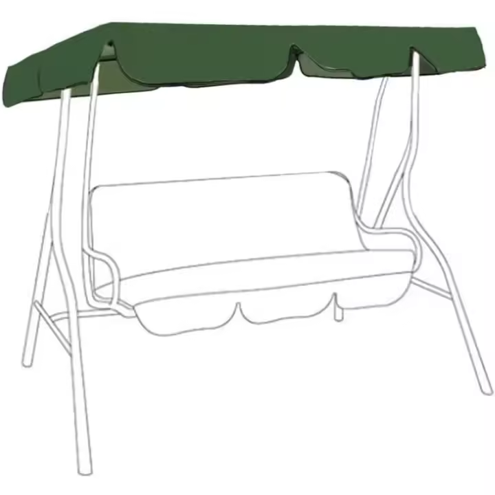 CA Toldo de repuesto para columpio de jardín, impermeable, 210D, parasol de repuesto para columpio, anti-UV (verde, 195 x 125 x 15 cm), tres plazas - 1
