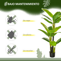 HOMCOM Bananera Artificial 150 cm Platanera Artificial con Maceta y 18 Hojas Planta Artificial para Decoración de Hogar Terraza Jardín Salón Oficina Verde - details 5