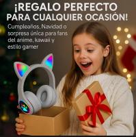 Auriculares Bluetooth para Niños con Luz LED Auriculares de Diadema Orejas de Gato tablet movil Inalámbricos Plegables Micrófono Integrado Sonido Estéreo Regalo para Niñas Niños Cumpleaños Navidad - details 4