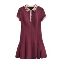 Vestido Mini Elegante Para Mujer TRAF Otoño 2024 Estilo Británico Chic Casual Manga Corta Cierre Pullover Silueta Trumpet/Mermaid - details 1