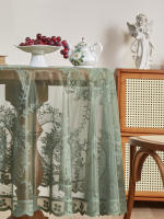 Mantel Redondo De Encaje Verde Con Espejo Florido Para Decoración De Comedor Y Sala De Estar Estilo Pastoral Material Poliéster - details 5