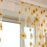 Cortinas De Tulle Con Girasoles 100x200 Cm Para Verano Decoración De Hogar Moderna Para Sala De Estar Dormitorio Cocina Ventanas - details 4