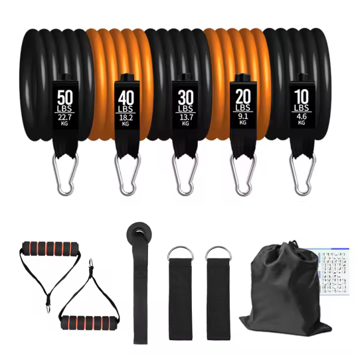 Conjunto De Bandas De Resistencia Para Fitness Y Yoga 5 Tubos Ejercitación En Casa Con Anclaje Para Puerta Y Cadenas Para Tobillo Equipo De Gimnasio - 1