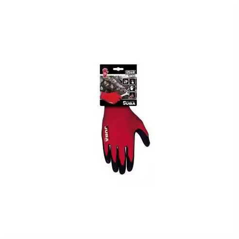 JUBA GUANTES H111801 ROJO SIN COSTURAS NYLON FIBRA LYCRA RECUBIERTO NITRILO FOAN MICROPOROSO .8 - 1