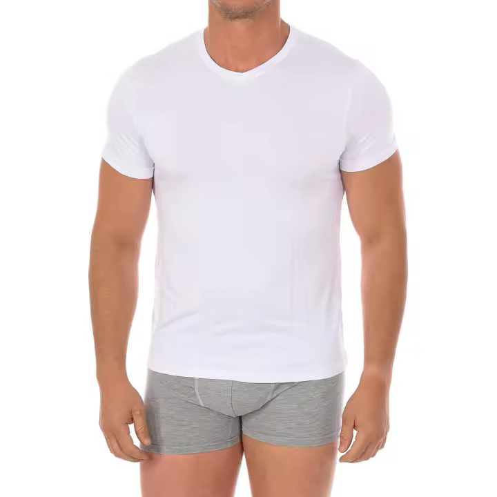 Kisses And Love Camiseta Interior Bamboo Manga Corta y Cuello de Pico 603 Hombre - Calidad Premium - 1