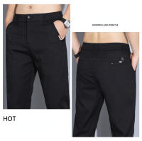 Pantalones Casuales Para Hombre Verano 2024 Elásticos Ajustados De Cintura Media Color Sólido Talla 28-38 Ropa De Marca Coffee - details 9