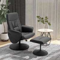 HOMCOM Sillón de Salón con Otomana Reposapiés Tapizado en PU Sillón Relax Reclinable hasta 145° y Giratorio 360° con Respaldo Ajustable para Salón Dormitorio Oficina 76x81x101 cm - details 2