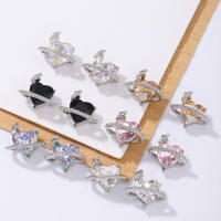 30pcs Decoración De Uñas En Forma De Corazón Y Planeta Estilo Metálico Y2K Con Diamantes De Color Plata Adornos De Aleación De Rhinestone Para DIY - details 4