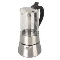 Moka Pot Clásico Italiano De Acero Inoxidable Con Cristal Superior Para 4 Tazas Café Expresso De Pared Con Boquilla Inferior - details 0