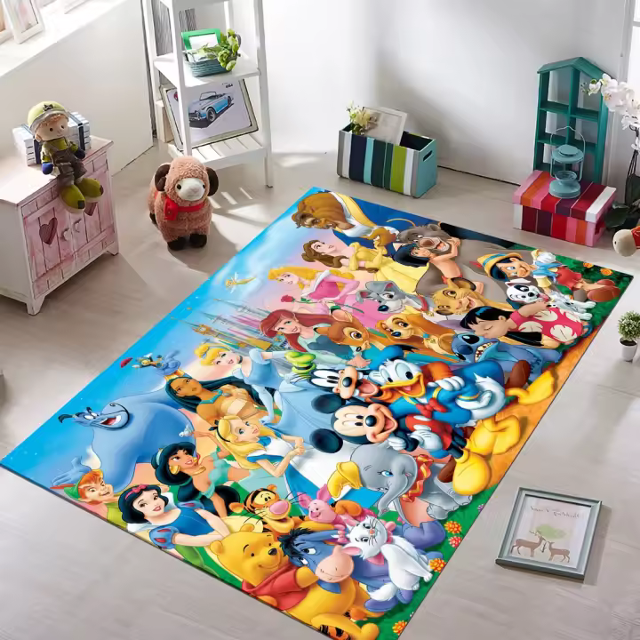  Alfombra De Dibujos Animados Disney Para Familia MINISO Para Sala De Estar Dormitorio Sofá Alfombrilla Decorativa Para Niños Antideslizante Tapete De Piso Regalos - 1