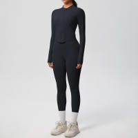 SSITO Traje de Yoga de 2 UDS., Conjunto Deportivo de Gimnasio para Mujer, chándales para correr con Cremallera, ropa Deportiva de entrenamiento, Camisa Deportiva Larga de manga, ropa de Yoga - details 11