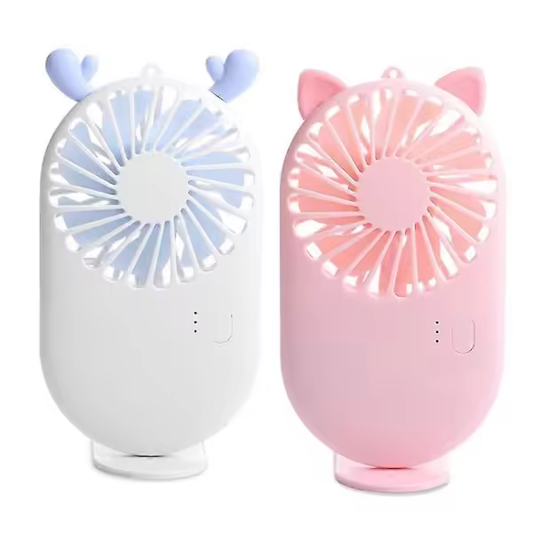 Mini ventilador portátil recargable por USB (paquete de 2) Para el hogar, La Oficina y el camping, Rose y Azul color. - 1