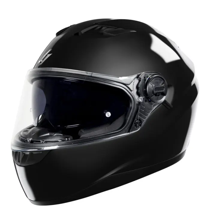 casco moto integral stormer pusher negro brillo con gafas solares - 1