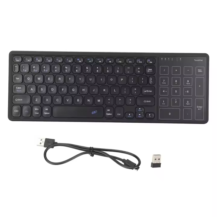 Teclado táctil Panel táctil numérico Receptor USB inalámbrico 2.4G Teclado inalámbrico Plug and Play con panel táctil Gris - 1