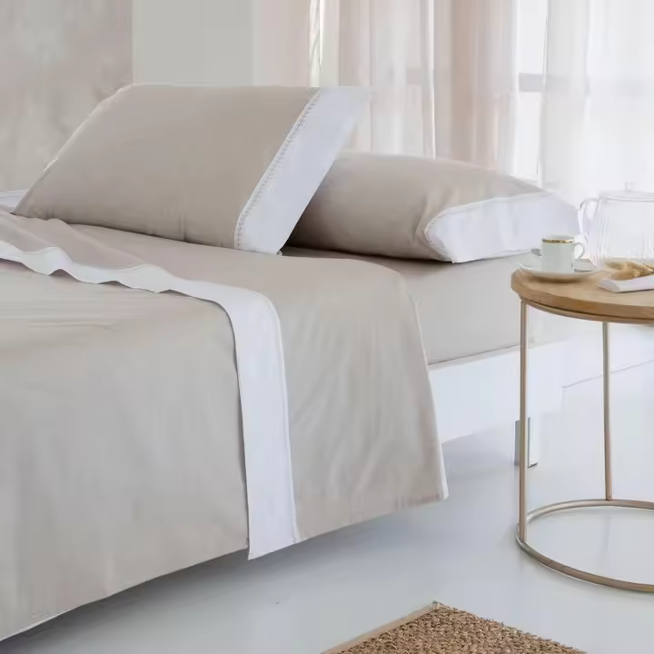 Juego Sabanas Leti Beige, 100% Algodón, FUN&DECO - 1