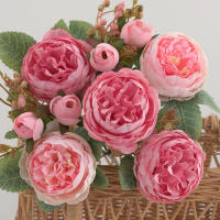 1 Pieza De Flores Artificiales Peonia De Seda Para Decoración Casa Boda Fiesta Faux Bouquet Arreglo De Plástico - details 5
