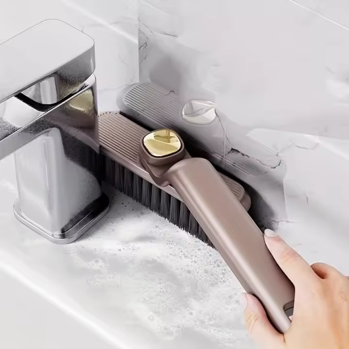 360-Degree Rotating Crevice Cleaning Brush with Tweezers - Ideal for Bathroom Tiles & Kitchen Countertops, Hard Bristles for Easy Wall & Floor Cleaning - 1