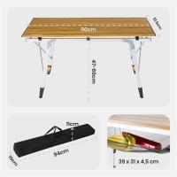 AREBOS Mesa de camping 90 x 51,5 cm mesa rodante aluminio mesa plegable exterior - details 7