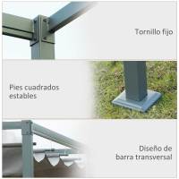 Outsunny Pérgola 3x2 m Cenador de Jardín con Techo Retráctil de Poliéster con Recubrimiento Resistente para Celebraciones Fiestas Bodas - details 5