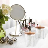 Organizador De Maquillaje Multifuncional En Acrílico Con Caja De Almacenamiento Para Palitos De Cotonete Caja De Baño Ecológica Con Tapa De Bambú - details 9