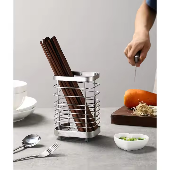 Organizador de fregadero, organizador de fregadero de cocina, escurridor de cubiertos para utensilios de cocina, organizador de fregadero de acero inoxidable (plata más - 1
