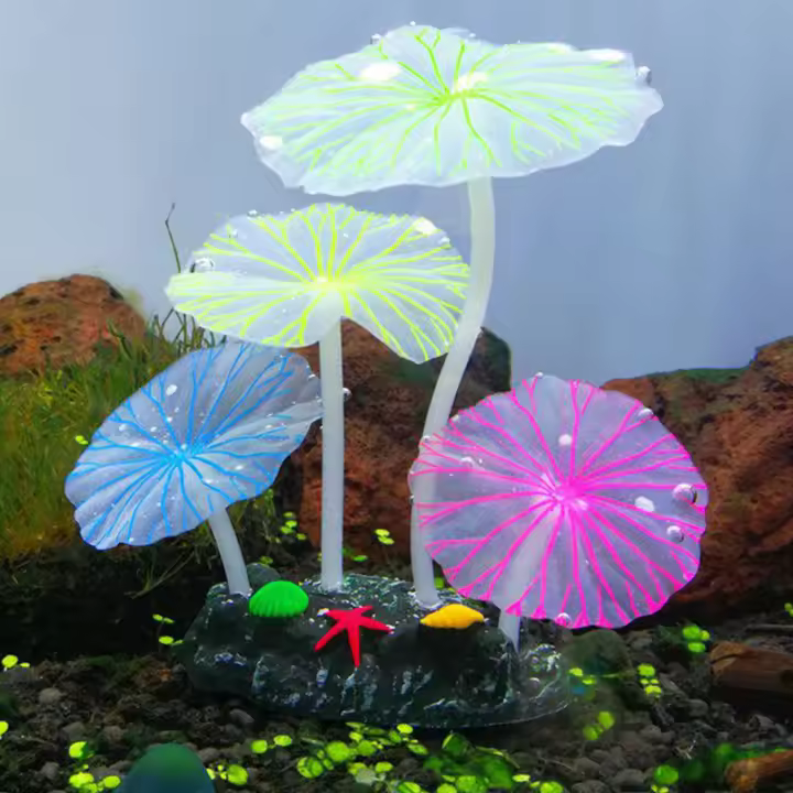 Piedras Luminosas De Loto Para Acuarios Decoración Coral Artificial Fluorescente Para Tanque De Peces Decoración Submarina - 1