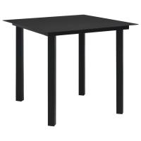 vidaXL Mesa de comedor de jardín acero y vidrio negra 80x80x74 cm - details 0