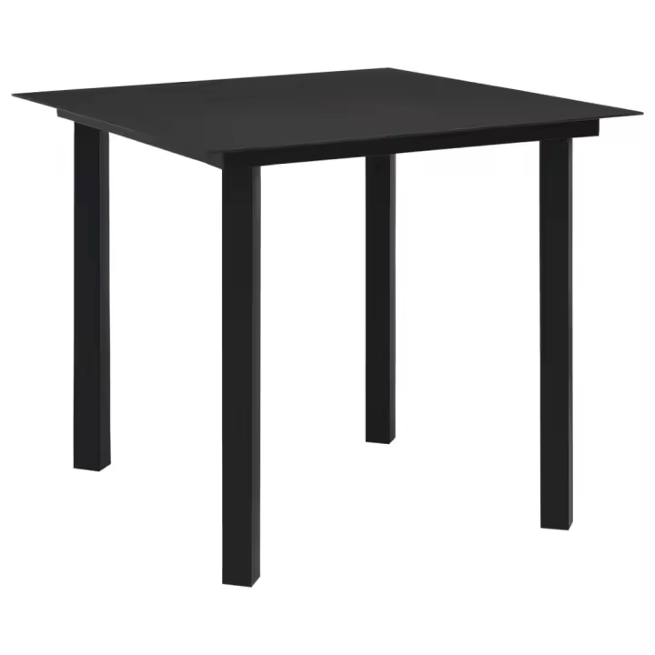 vidaXL Mesa de comedor de jardín acero y vidrio negra 80x80x74 cm - 1