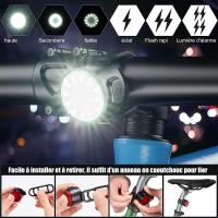 Luz de la bicicleta del LED, luz delantera y posterior recargable del USB, luz impermeable de la bicicleta de IPX4 LED, 6 modos del brillo, convenientes para todas las bicicletas y toda la clase de condiciones meteorológicas - details 1