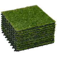 Outsunny Césped Artificial de 10 Piezas 30x30 cm Césped Sintético con Altura de Hierba 25 mm Anti-UV Alfombra Césped Artificial para Jardín Escuela Patio Verde Oscuro - details 0