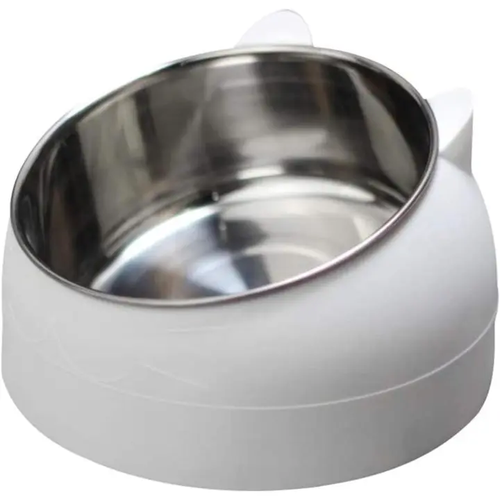Pet Bowl de acero inoxidable - Bebedero para gatos - Comida y agua - Blanco - 1