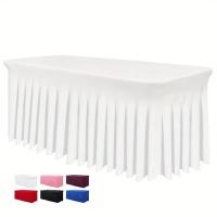 Mantel Rectangular De 6ft Con Falda De Poliéster Ajustable Negro Cubierta De Mesa De Spandex Para Mesa De 6 Pies - details 7