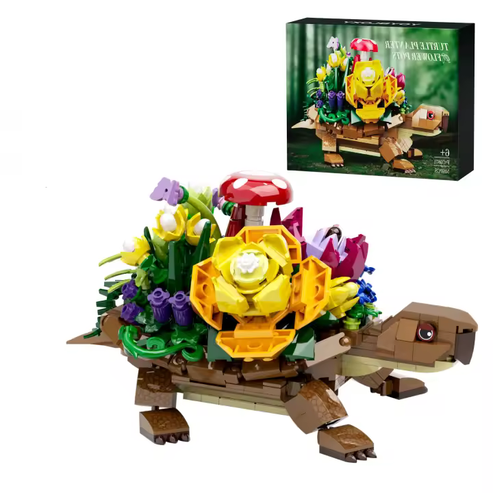 Kit De Modelado De 510 Piezas De Tortuga Juego De Construcción De Macetas Para Habilidades Mano-Ojo Regalos Para Cumpleaños De Niños Bloques De Flores Bricks Unisexos - 1
