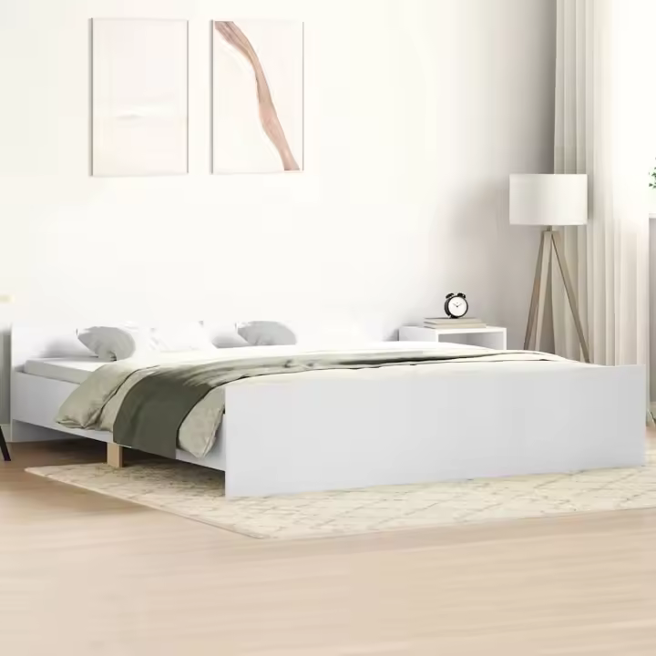 Estructura de cama con cabecero piecero blanco 200x200 cm - 1