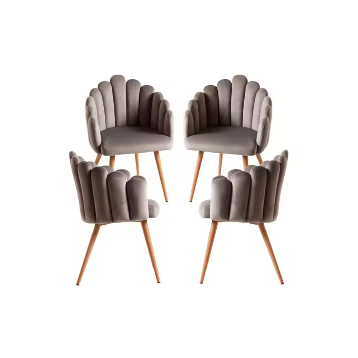 Pack 4 Sillones Main Terciopelo - Gris oscuro - 1