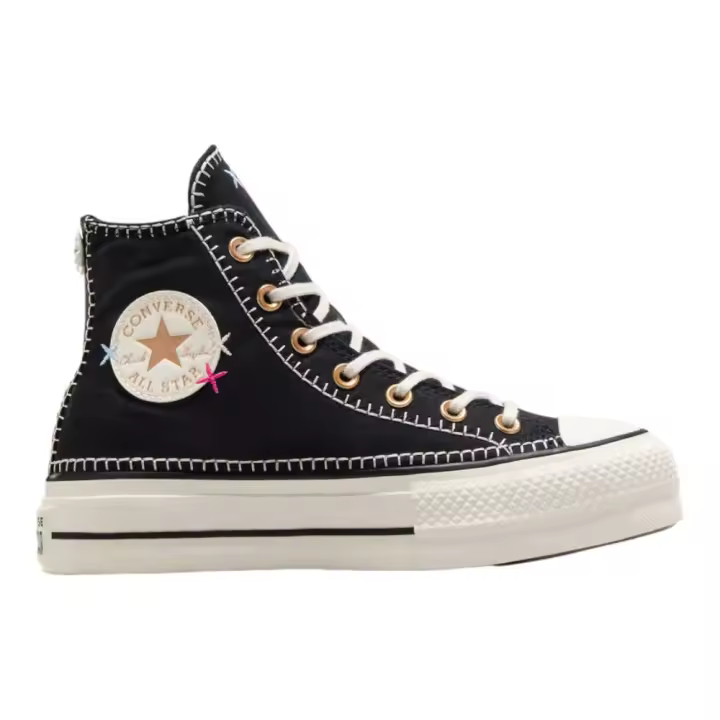 Zapatillas Converse Chuck Taylor Lift Hi Crafted Stitching Platform Negro Garza Egret Oro Sneaker A08731C - 1