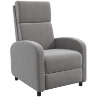 HOMCOM Sillón Relax Reclinable Manual Sillón Relax Tapizado en Lino Sintético con Reposapiés Respaldo Alto Carga 120 kg Butaca Reclinable para Dormitorio Oficina Gris - details 0
