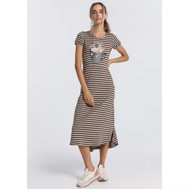 Vestido Largo a Rayas Lois Jeans - Modelo 132974 - Tallaje en Pulgadas - 1