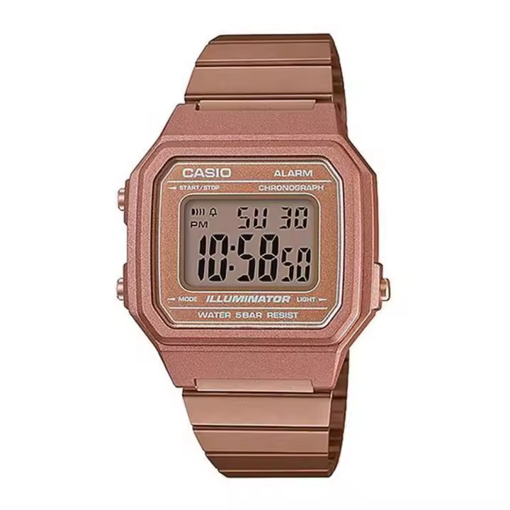 Casio B650WC-5A Reloj Digital Unisex – Estilo Retro, Resistente al Agua, Pantalla LED con Iluminación, Diseño Color Cobre - 1