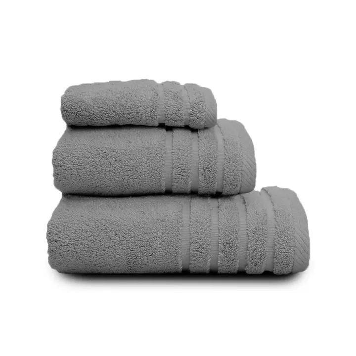 Juego Toallas Baño 500 Gr LISO - Rizo 100% Algodón - Pack 3 Piezas (Tocador+Lavabo+Ducha). Color Gris Claro - Sedalinne - 1