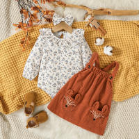 Conjunto De Vestido Y Falda Para Bebé Niña Estilo Verano Manga Larga Impresión O-Round Para Ropa Diaria Y Fashion - details 0