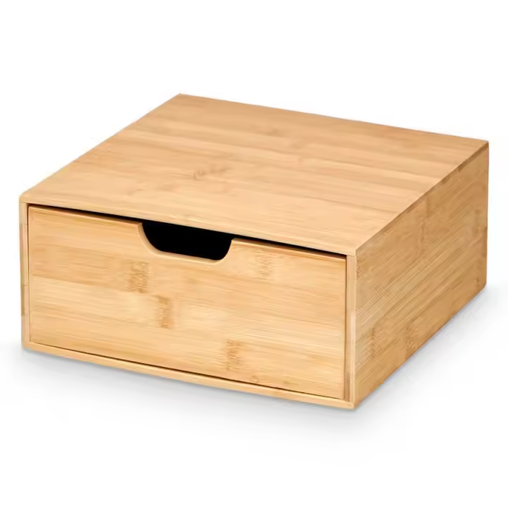 Caja de Bambú cuadrada con Cajón, 30x30x10 cm - 1