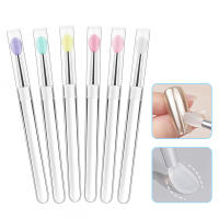 5pcs Sticks De Aplicador De Silicona Planas Borradores Reutilizables Para Labios Con Cubierta Para Prevenir La Polvo Herramientas De Aplicación De Polvo De Uñas - details 1