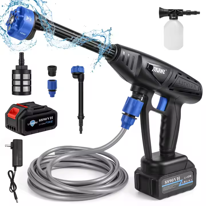 26BAR 300W Electric Car Washer Pistola de alta presión Limpiador de espuma Boquilla para Auto Home Garden Limpieza Accesorios de lavado de Coches - 1