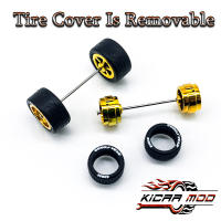 Ruedas Electroplateadas Kicarmod Para Coches De Acción 1/64 Con Neumáticos De Goma Diámetro 0.43In (5 Conjuntos Para 5 Coches) - details 2