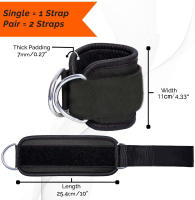 Fijaciones De Tobillo Ajustables Para Gimnasio Con Anillo D Y Hebilla Músculo Cuadriceps Y Gastrocnemio Equipo De Fitness Protección De Pies Para Ejercicios De Cable - details 3