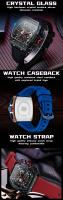 Reloj De Cuarzo MINI FOCUS Para Hombre Con Dial Tonneau Deportivo Y Correa De Silicona Naranja Cronógrafo Resistente Al Choque Con Fecha Automática Y Manos Luminosas - details 6