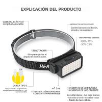 BORUiT K351 Linterna Frontal LED COB 400LM Recargable Tipo-C Impermeable Para Camping Pesca Ciclismo Senderismo - details 1